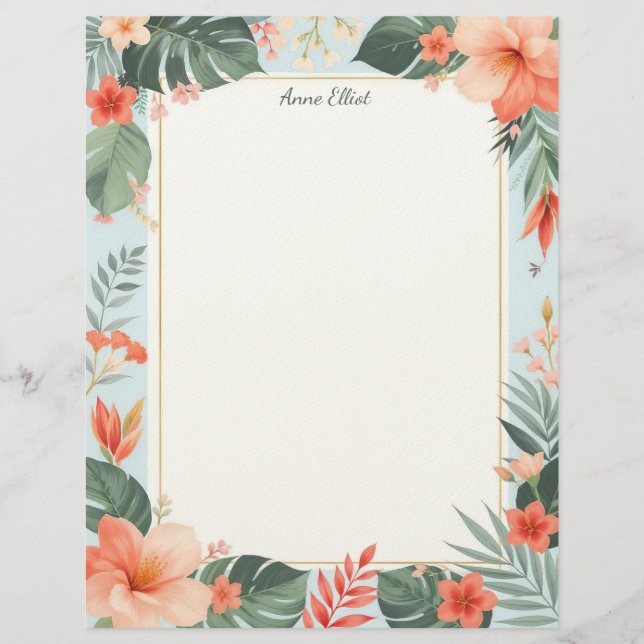 Tropical Floral Stationery Paper (Front)