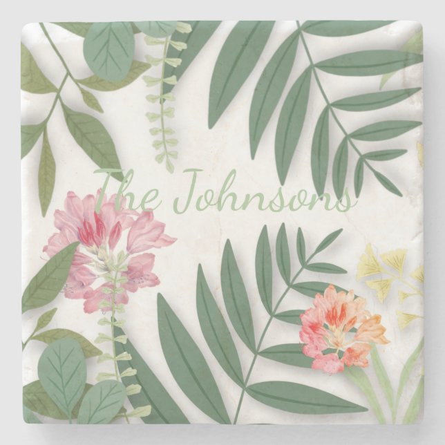 Tropical Floral Stone Coaster (Front)