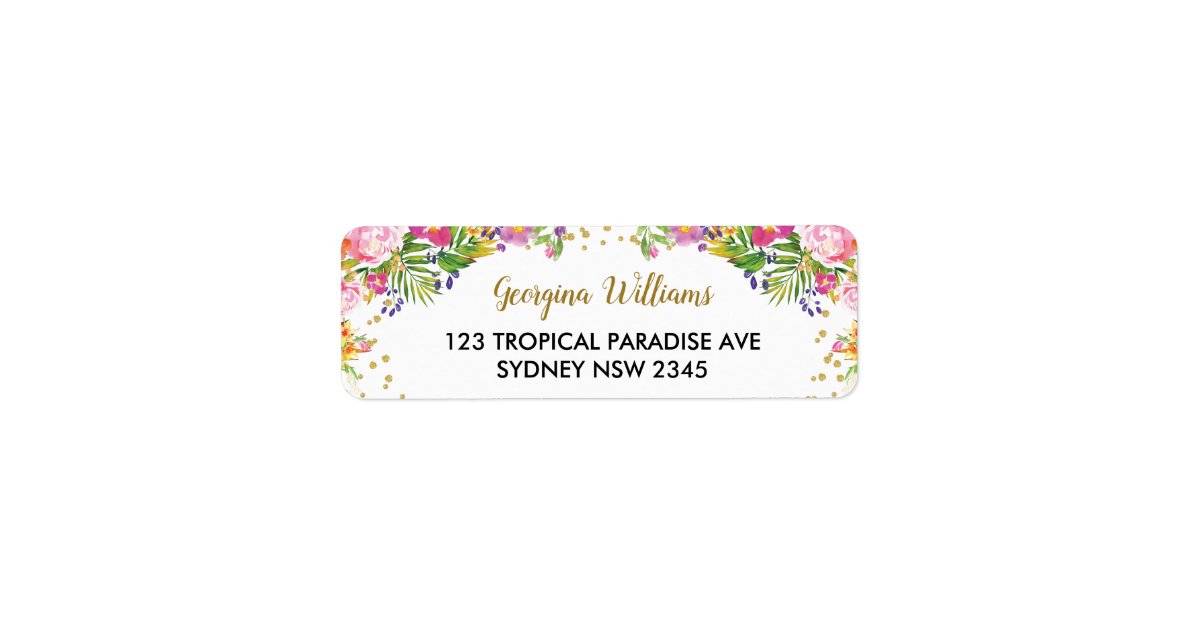 Tropical Floral Summer Aloha Return Address Label | Zazzle