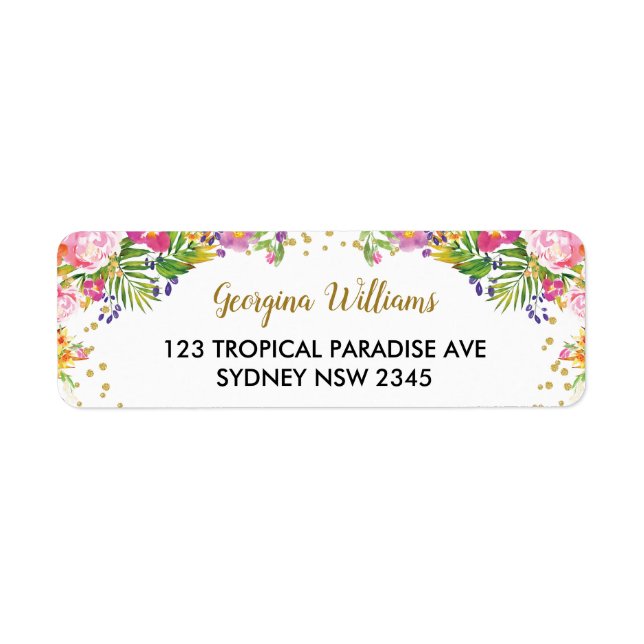 Tropical Floral Summer Aloha Return Address Label (Front)