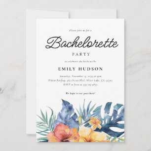 Tropical Floral Summer Bachelorette Party Invitation