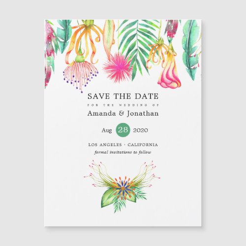 Tropical Floral Summer Beach Wedding Save the Date