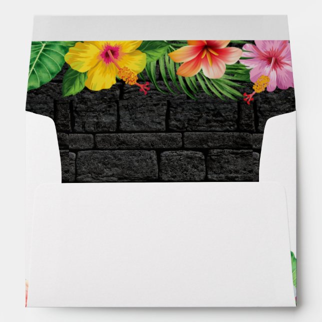 Tropical Floral Summer Hawaii Birthday Party Envelope (Back (Bottom))
