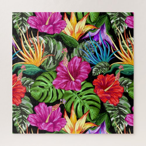 Tropical Floral Summer Mood Pattern Jigsaw Puzzle