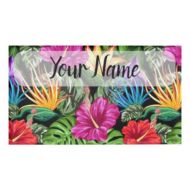 Tropical Floral Summer Mood Pattern Name Tag (Front)