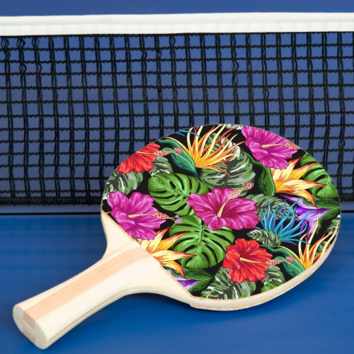 Tropical Floral Summer Mood Pattern Ping Pong Paddle