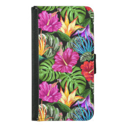 Tropical Floral Summer Mood Pattern Samsung Galaxy S5 Wallet Case
