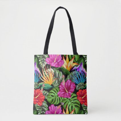Tropical Floral Summer Mood Pattern Tote Bag
