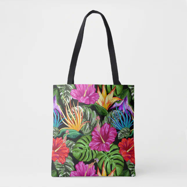 Tropical Floral Summer Mood Pattern Tote Bag | Zazzle