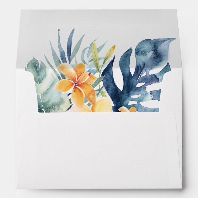 Tropical Floral Summer Wedding Envelope (Back (Bottom))