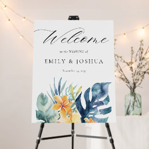 Tropical Floral Summer Wedding Welcome Sign
