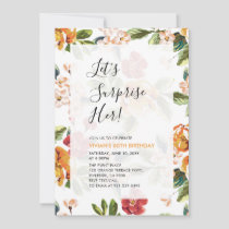Tropical Floral Surprise Adult 60th Birthday Party Invitation