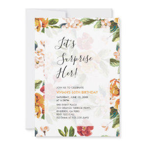 Tropical Floral Surprise Adult 60th Birthday Party Invitation