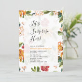 Tropical Floral Surprise Adult 60th Birthday Party Invitation (Standing Front)