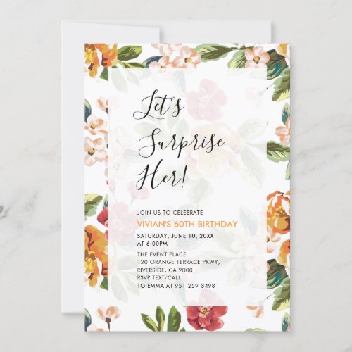 Tropical Floral Surprise Adult 60th Birthday Party