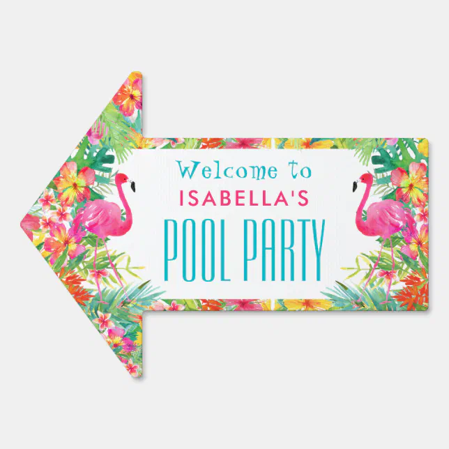 Tropical Floral Swimming Pool Party Arrow Sign Zazzle