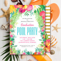 Tropical Floral Swimming Pool Party Graduation