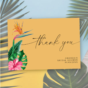 Tropical floral - thank you bridal shower  card
