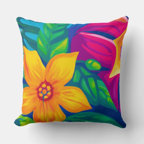 Tropical floral throw pillow