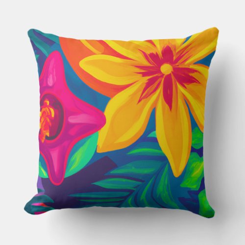 Tropical floral throw pillow