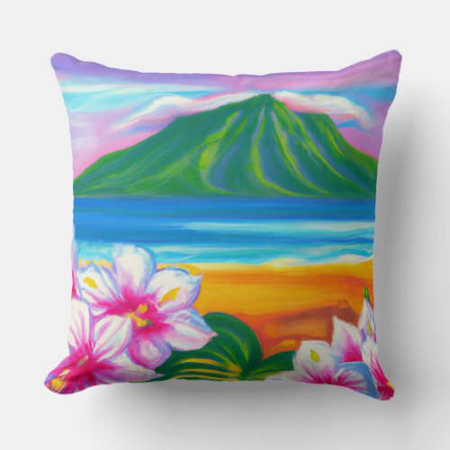Tropical floral throw pillow