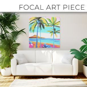 Tropical floral throw pillow canvas print