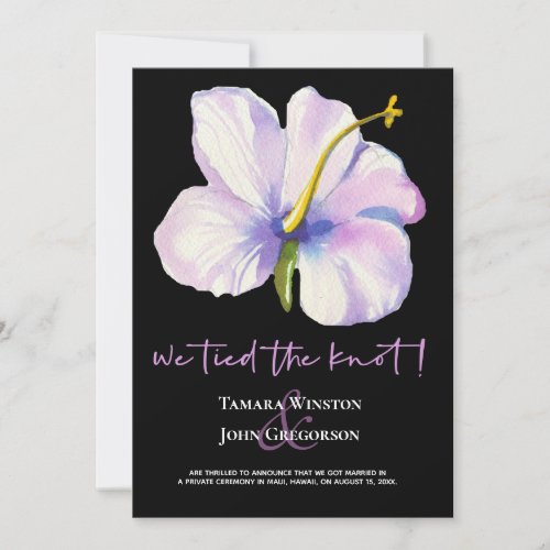 Tropical Floral Tied The Knot Just Married Beach Invitation