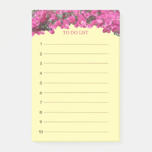 Tropical Floral To Do List on Yellow Post-it Notes