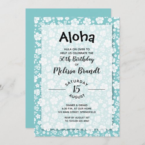 Tropical Floral Turquoise Birthday Invitations