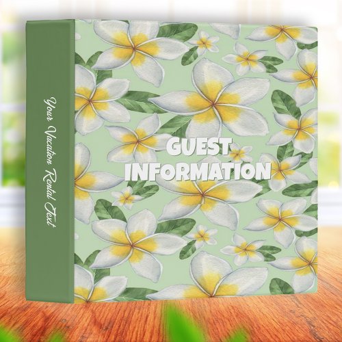 Tropical Floral Vacation Home Rental 3 Ring Binder