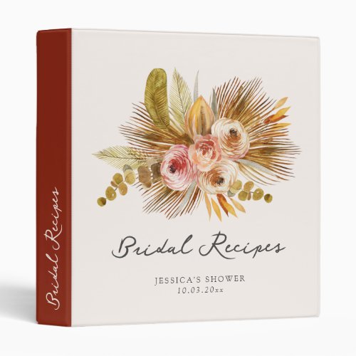 Tropical Floral Vintage Bridal Recipes 3 Ring Binder