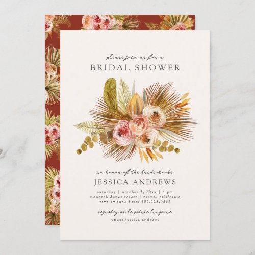 Tropical Floral Vintage Bridal Shower Invitation