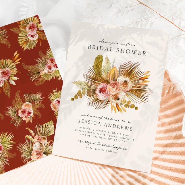 Tropical Floral Vintage Bridal Shower Invitation (Creator Uploaded)