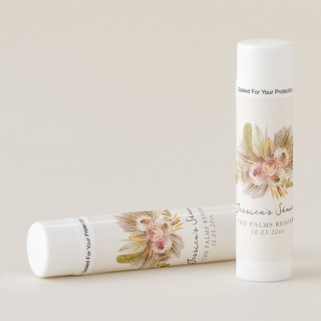 Tropical Floral Vintage Bridal Shower Lip Balm (Front)