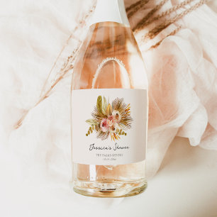 Tropical Floral Vintage Bridal Shower Sparkling Wine Label