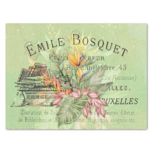 Tropical Floral Vintage Ephemera Decoupage Tissue Paper