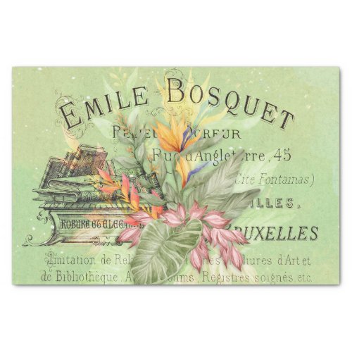 Tropical Floral Vintage Ephemera Decoupage Tissue  Tissue Paper