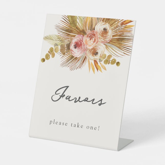Tropical Floral Vintage Favors Pedestal Sign (Front)