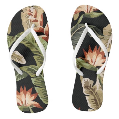 Tropical Floral Vintage Strelitzia Flower Flip Flops