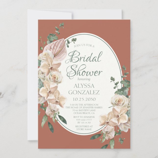 Tropical Floral Watercolor Bridal Shower Invitation (Front)