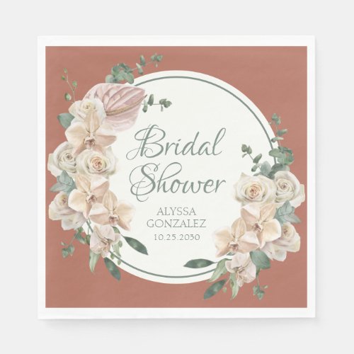 Tropical Floral Watercolor Bridal Shower Napkins