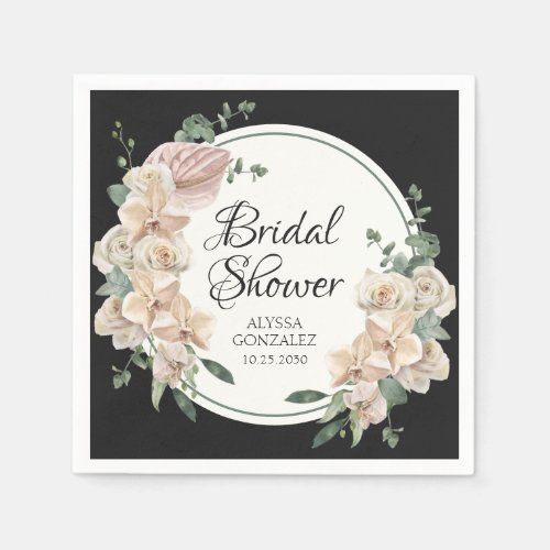 Tropical Floral Watercolor Bridal Shower Napkins