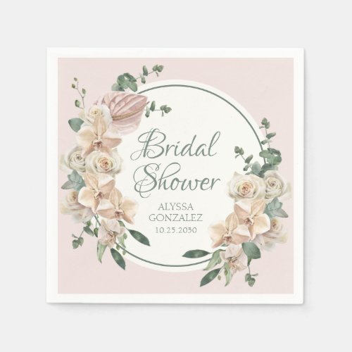 Tropical Floral Watercolor Bridal Shower Napkins