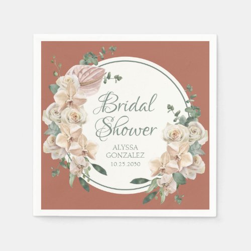 Tropical Floral Watercolor Bridal Shower Napkins