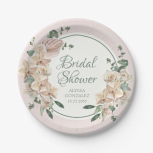 Tropical Floral Watercolor Bridal Shower Paper Plates