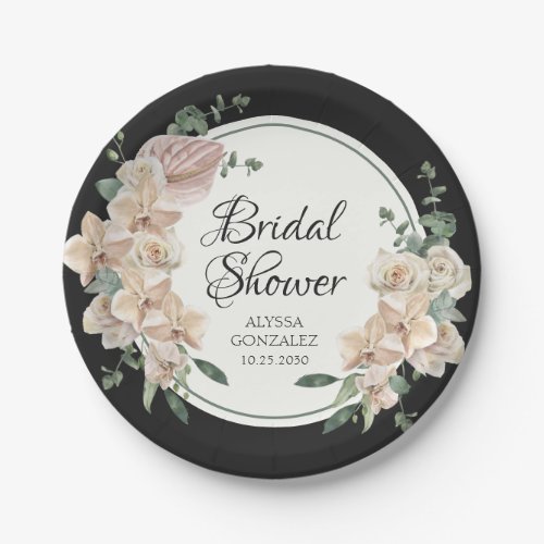 Tropical Floral Watercolor Bridal Shower Paper Plates