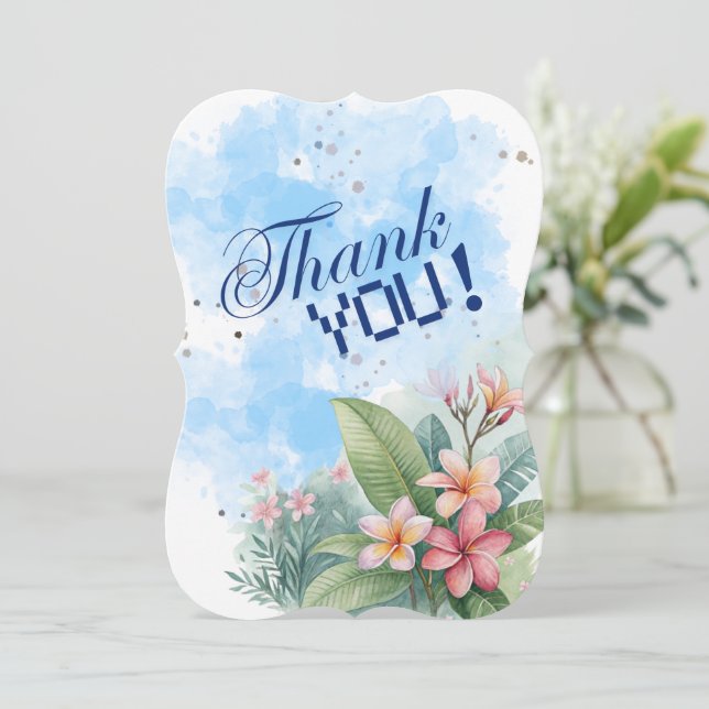 Tropical Floral Watercolor Flat Card (Standing Front)