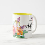 Tropical Floral Watercolor Future Mrs Palm Leaf Two-Tone Coffee Mug (Front Right)