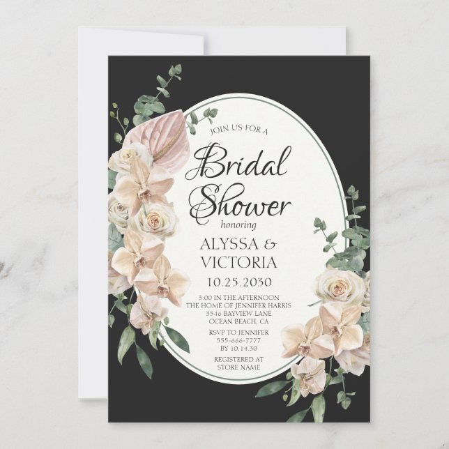 Tropical Floral Watercolor LGBTQ Bridal Shower Invitation (Front)