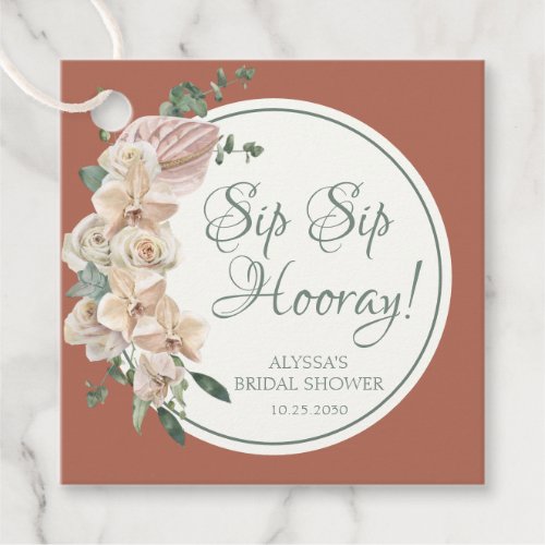 Tropical Floral Watercolor Sip Sip Hooray Favor Tags